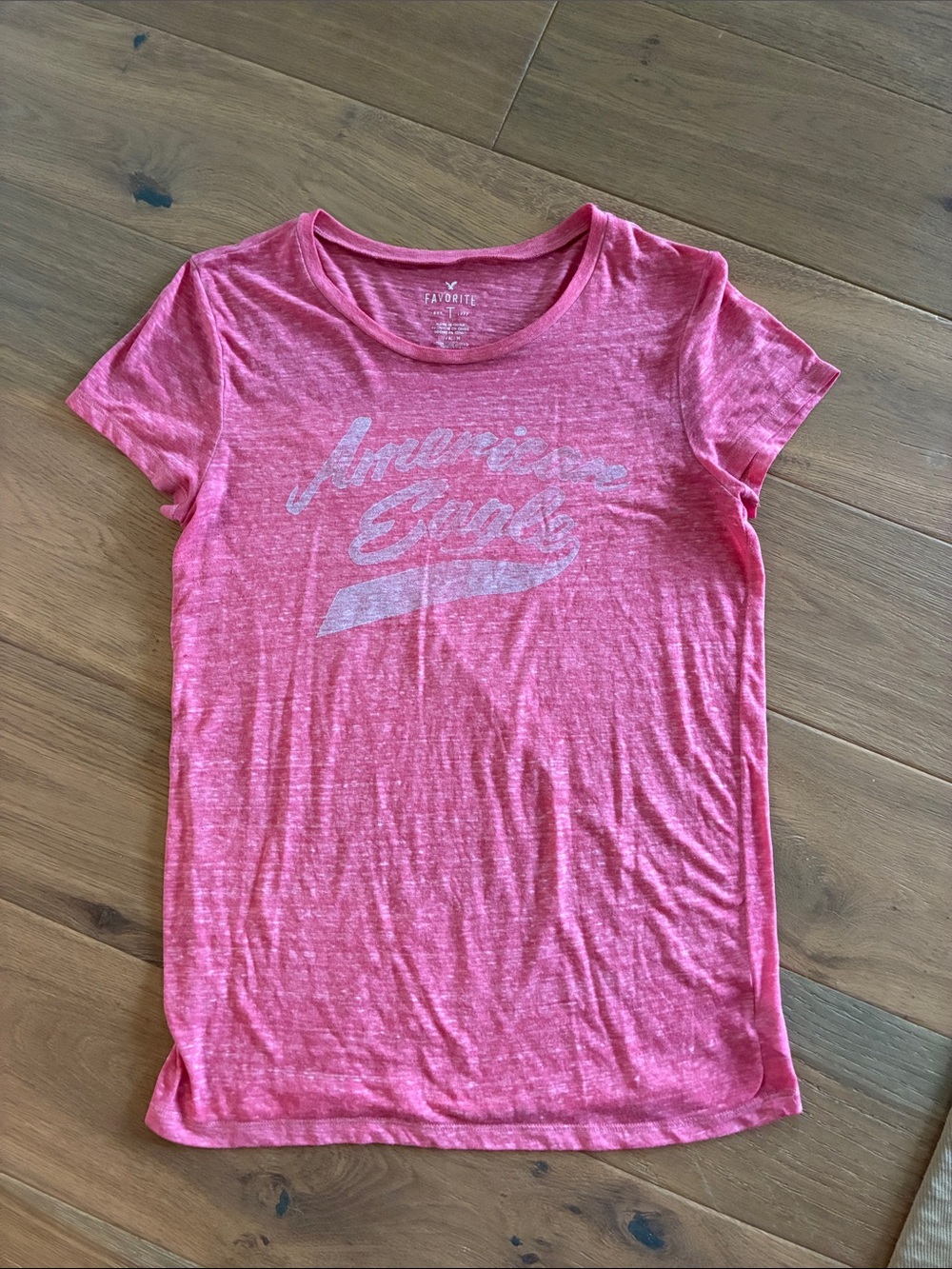 American Eagle Outfitters Heathered Red Logo Tee